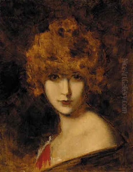 Portrait Of A Girl, Head And Shoulders, With Auburn Hair - view 1