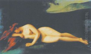 Liegender Akt Mit Roten Haaren by Jean Jacques Henner