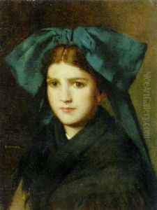 A Young Girl Wearing A Blue Hair Ribbon