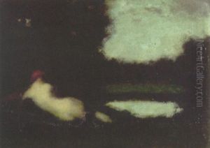 Liegender Akt In Landschaft by Jean Jacques Henner