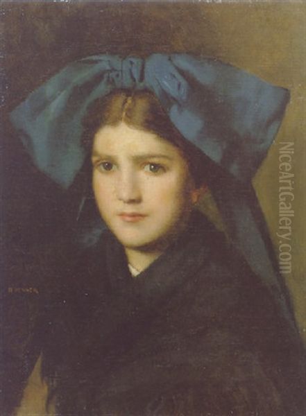 Portrait D'une Fille Avec Un Noeud Dans Les Cheveux - view 1