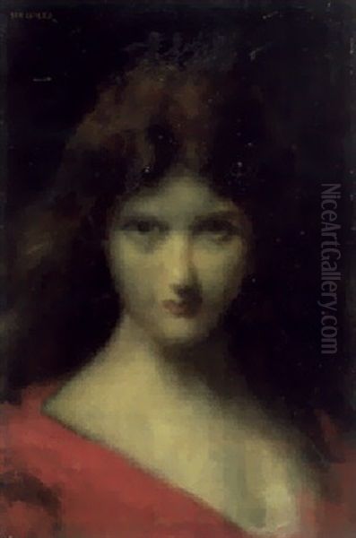 Portrat Einer Frau Im Roten Kleid - view 1