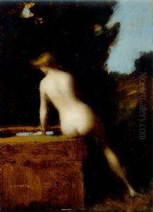 Jeune Femme Nue Au Bassin by Jean Jacques Henner