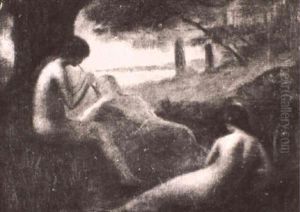 Resting Nudes In A Landscape by Jean Jacques Henner
