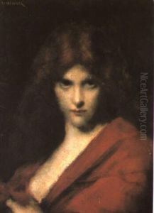 Femme En Rouge by Jean Jacques Henner