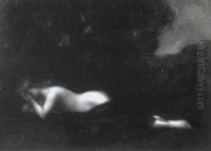 Femme Allongee Dans Un Drap Bleu by Jean Jacques Henner