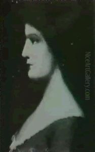 Auburn Haired Beauty In Profile by Jean Jacques Henner