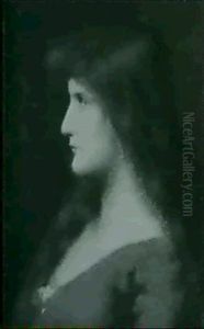 Portrait Of A Girl Wearing A Red Dress by Jean Jacques Henner