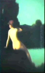 Seated Nude In A River Land- Scape