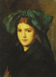 A Portrait Of A Young Girl With A Bow In Her Hair