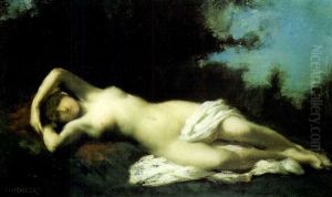 A Nymph In A Wooded Landscape by Jean Jacques Henner