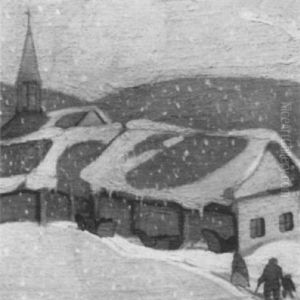 Village In The Snow by Frank Charles Hennessey