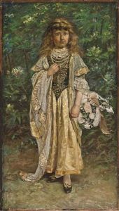 Portrait Of Moya Hennessey, The Artist's Daughter, Aged About 10, Standing Full Length, In An Elaborate Costume And Carrying A Basket Of Flowers thumbnail