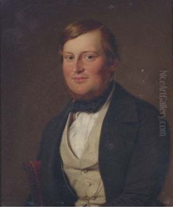 Portrait Of A Gentleman, Half-length, With A Striped Waist Coat And Black Neck-tie