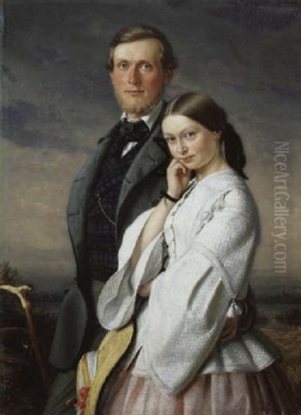Doppelbildnis Der Kinder Des Malers, Adolf Und Else Henning - view 1