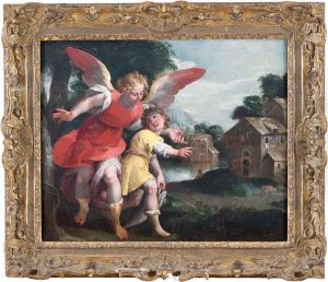 Paesaggio Fluviale Con Tobia E L'angelo by Simone Barabino