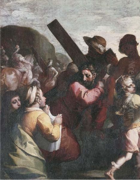 Christ On The Road To Calvary With Saint Veronica Holding Thesudarium - view 1