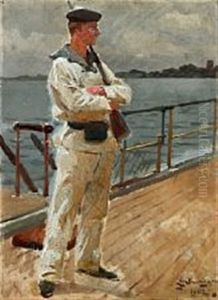 A Marine Soldier Keeping Guard by Erik Ludwig Henningsen