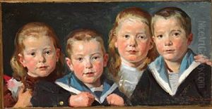 Group Portrait Of The Artist's Four Children Jorgen, Henriette, Mogens And Ingeborg Group Portrait Of The Artist's Four Children Jorgen, Henriette, Mogens And Ingeborg