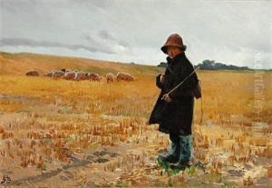 A Little Pig Boy With His Herd In A Field A Little Pig Boy With His Herd In A Field