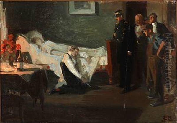 A Man At A Woman's Bedside - view 1