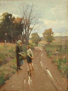 Woman And Boy On The Road Woman And Boy On The Road