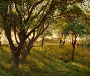 Chickens In The Garden by Erik Ludwig Henningsen