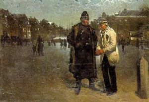 Betjent Og Bud Pa Kongens Nytorv, Aften by Erik Ludwig Henningsen