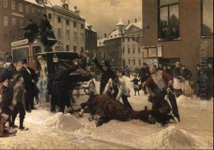 An Incident At Nytorv Square, Copenhagen by Erik Ludwig Henningsen