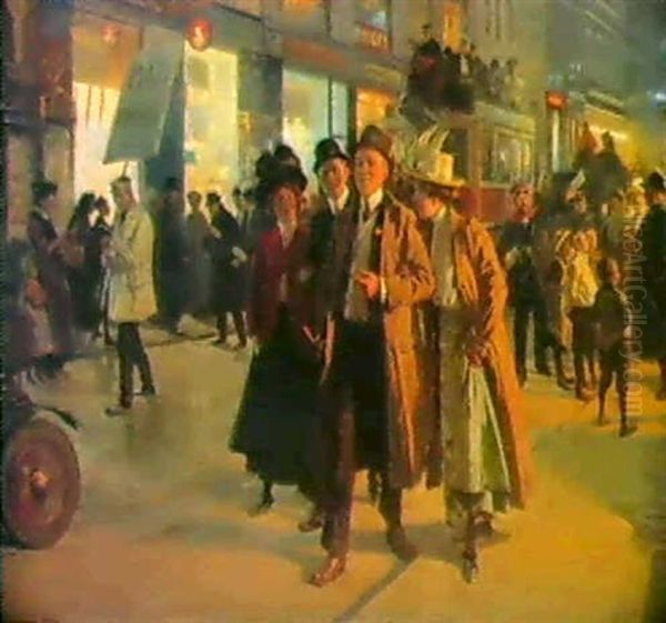Gadeliv, Aften. Skuespilleren Frederik Jensen I Frederiksberggade - view 1