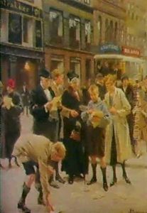 Kobenhavnsk Gadeparti Med Folk Der Stimler Samman For At Laese De Sidste Nyheder by Erik Ludwig Henningsen
