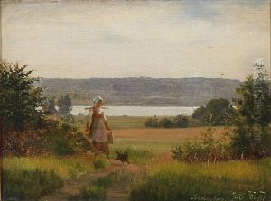 A Farmer Girl Fetching Water by Frants Peter Didrik Henningsen