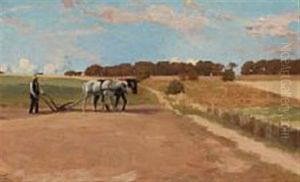 A Rural Landscape With A Farmer