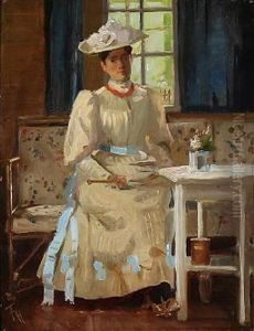 A Distinguished Lady In A White Summer Dress, Presumably Tsaritsa Alexandra Feodorovna Of Russia