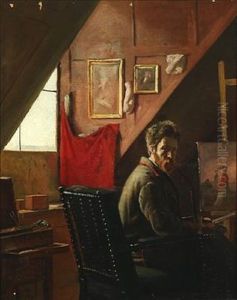 Proff. Carl Thomsen I Sit Atelier by Frants Peter Didrik Henningsen