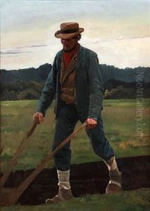 A Farmer Plows by Frants Peter Didrik Henningsen