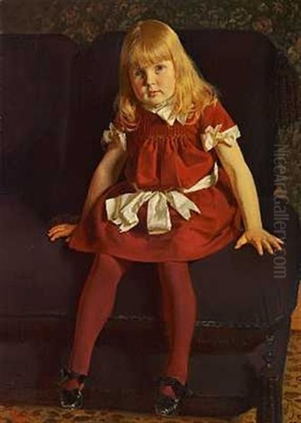 Portraett Af Knud Torben Oksen F. 20. Okt. 1880 (+ Portraett Af Lillesosteren Ebba Oksen F. 23. Dec. 1884; Pair) - view 1