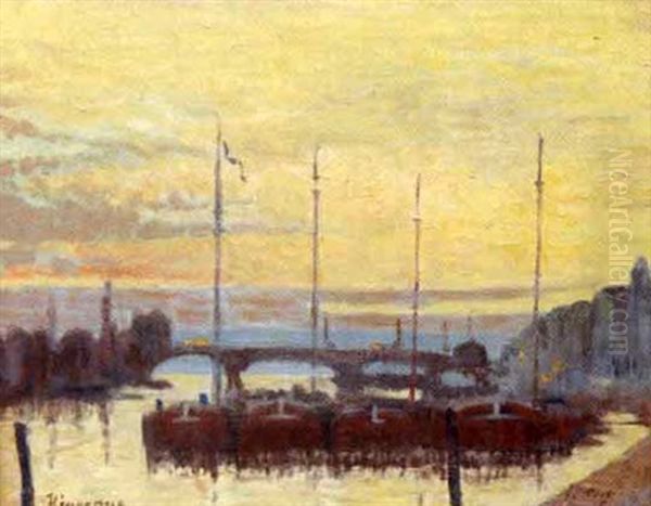 Le Port De Rouen Au Crepuscule - view 1