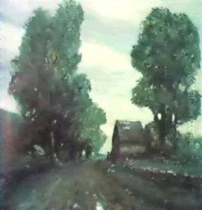 Wet Road, Pennsylvania Land- Scape by Robert Henri