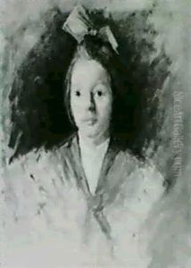 Portrait Of A Girl With Red Bow by Robert Henri