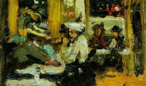 Cafe Interior And Promenade: A Double-sided Painting
