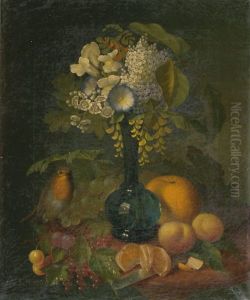Stillleben Mit Blumen Und Fruchten by Charles Alfred Emanuel Henrichsen Bremsen
