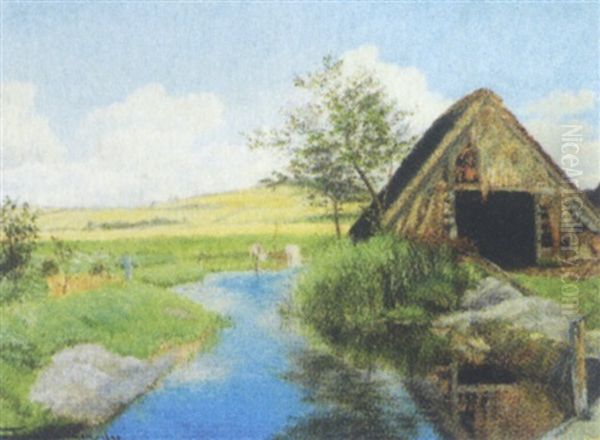 Landskab Med Lade Ved Alob - view 1