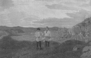 Koplaende Samer I Fjallandskap Vid Vardo by Charles Alfred Emanuel Henrichsen Bremsen