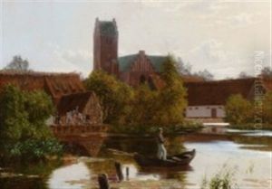 A Man Fishing In Lyngby Molledam