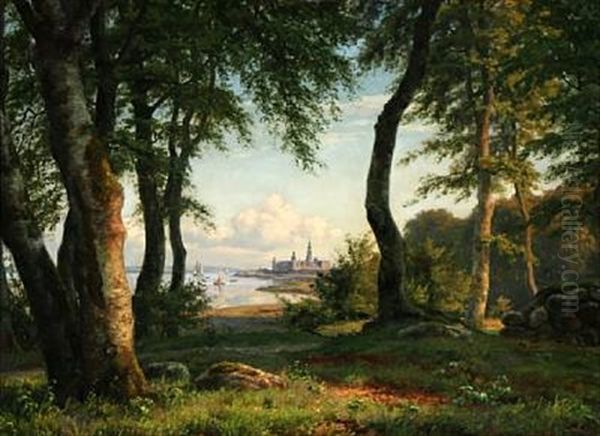 Calm Summer Day With A View From A Forest Against Kronborg Castle - view 1