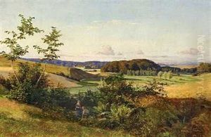 En Pige Og En Dreng I Et Dansk Sommerlandskab by Carsten Henrichsen