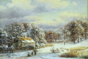 Vinterlandskab Med Hus I Skovkanten by Carsten Henrichsen