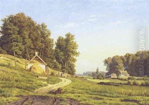 Sommerlandskab Med Huse by Carsten Henrichsen