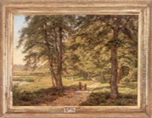 Skovvej Med Kvinde Og Dreng by Carsten Henrichsen